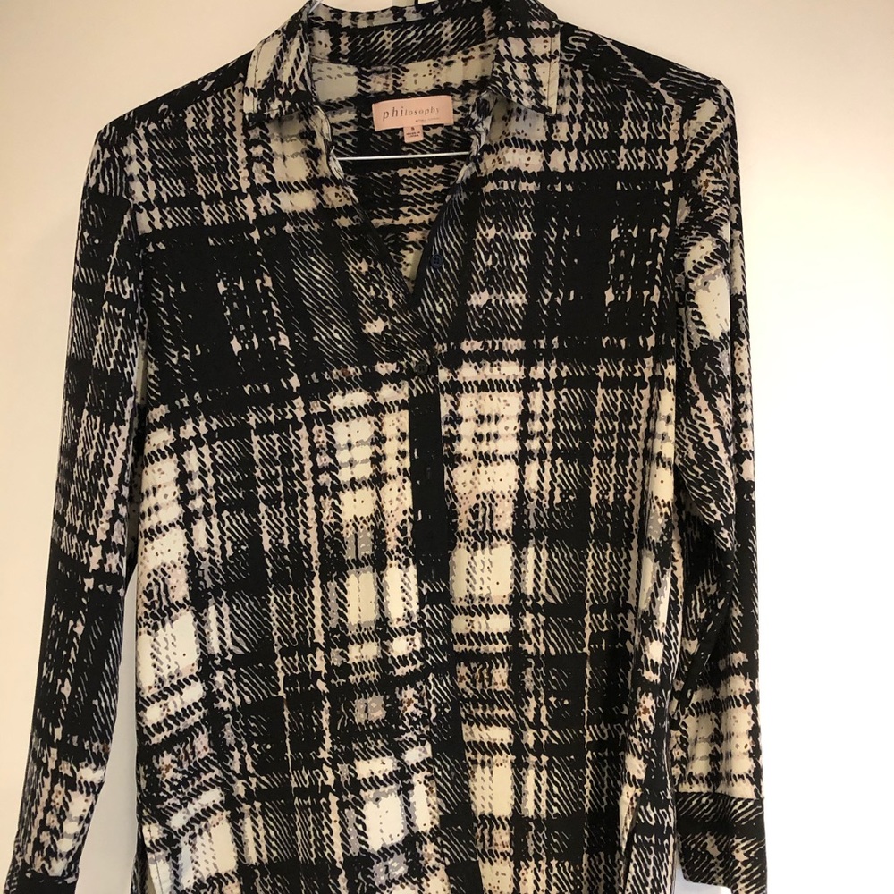 Philosophy Button Up Hi Low Blouse
